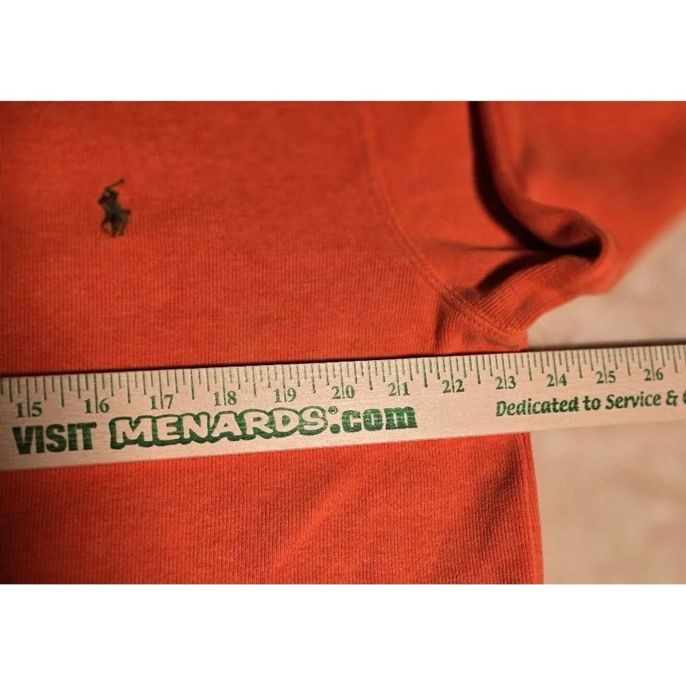 Polo Ralph Lauren Mens L Orange 1/4 Zip Cotton Pullover Sweater Pony Preppie 958